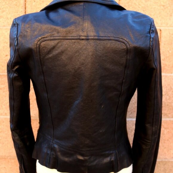 June Leather Jacket Black Size XS Motorcycle Style Cropped - Picture 7 of 16